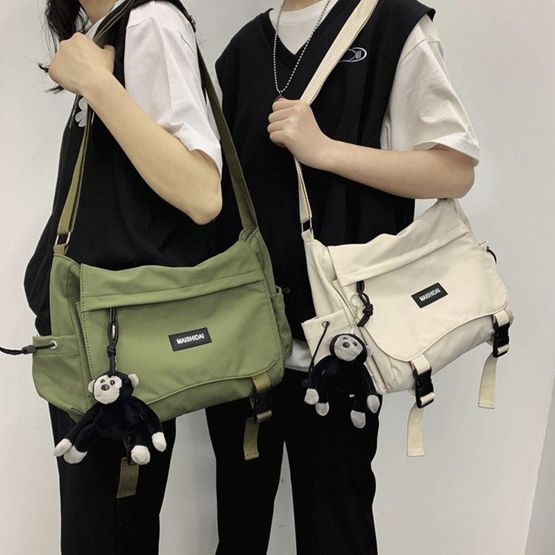 One-shoulder messenger bag men's large-capacity casual cross-bag female junior high school student remedial bag all-match street ins messenger bag