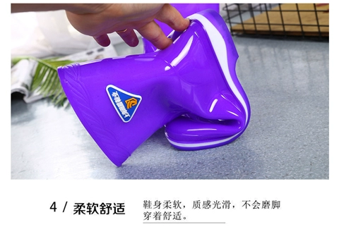 Mùa thu và mùa đông Giày đi mưa mới trong ống chống mưa ống chống trượt cộng với đôi giày cao cổ không thấm nước nhung phiên bản Hàn Quốc của bốn mùa giày cao su giày nước ủng bảo hộ