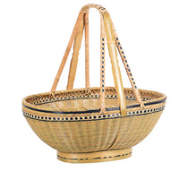 Recommended bamboo crafts hand-woven boutique bamboo woven vegetable basket Shopping basket storage basket Large fruit basket carrying basket