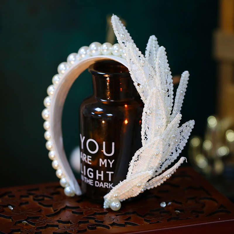 Handmade Pearl elegant retro-lace hair hoop for beauty-shaped bride wedding dress accessories