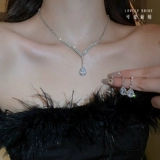 Серьги в форме капли, ожерелье, комплект, модная элегантная цепочка до ключиц, изысканный стиль, легкий роскошный стиль