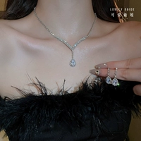 Серьги в форме капли, ожерелье, комплект, модная элегантная цепочка до ключиц, изысканный стиль, легкий роскошный стиль