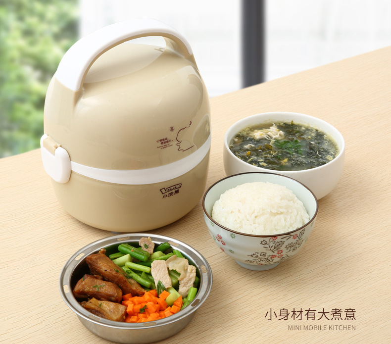 hộp cơm điện giá bao nhiêu Raccoon nhỏ hộp cơm trưa đôi bằng thép không gỉ sưởi ấm bên trong hộp cơm nóng cắm điện nóng hộp cơm trưa hấp cơm hộp ủ cơm