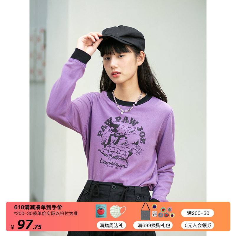 MM deer and bird maritime musician American print round collar fits short long - sleeve T - shirt 2 color 3790
