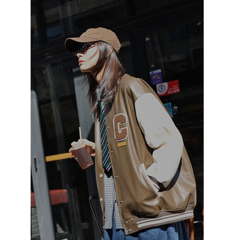 (Handsome baseball PU Cotton Clothing Winter) Deer and Bird College BF Couple Cover 3910