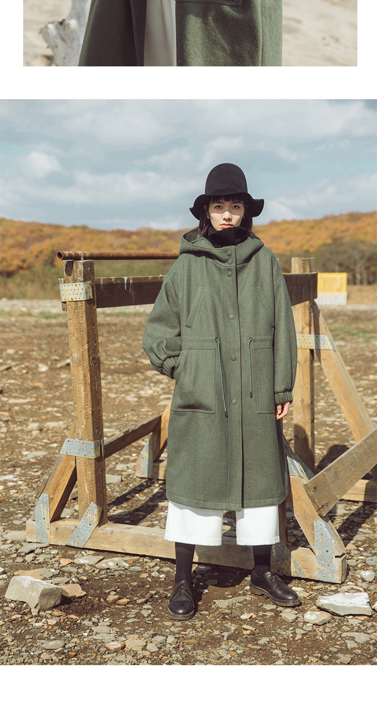 Deer và bay birds gốc retro trùm đầu dây kéo dài cộng với nhung áo len coat 1453 C áo mangto nữ