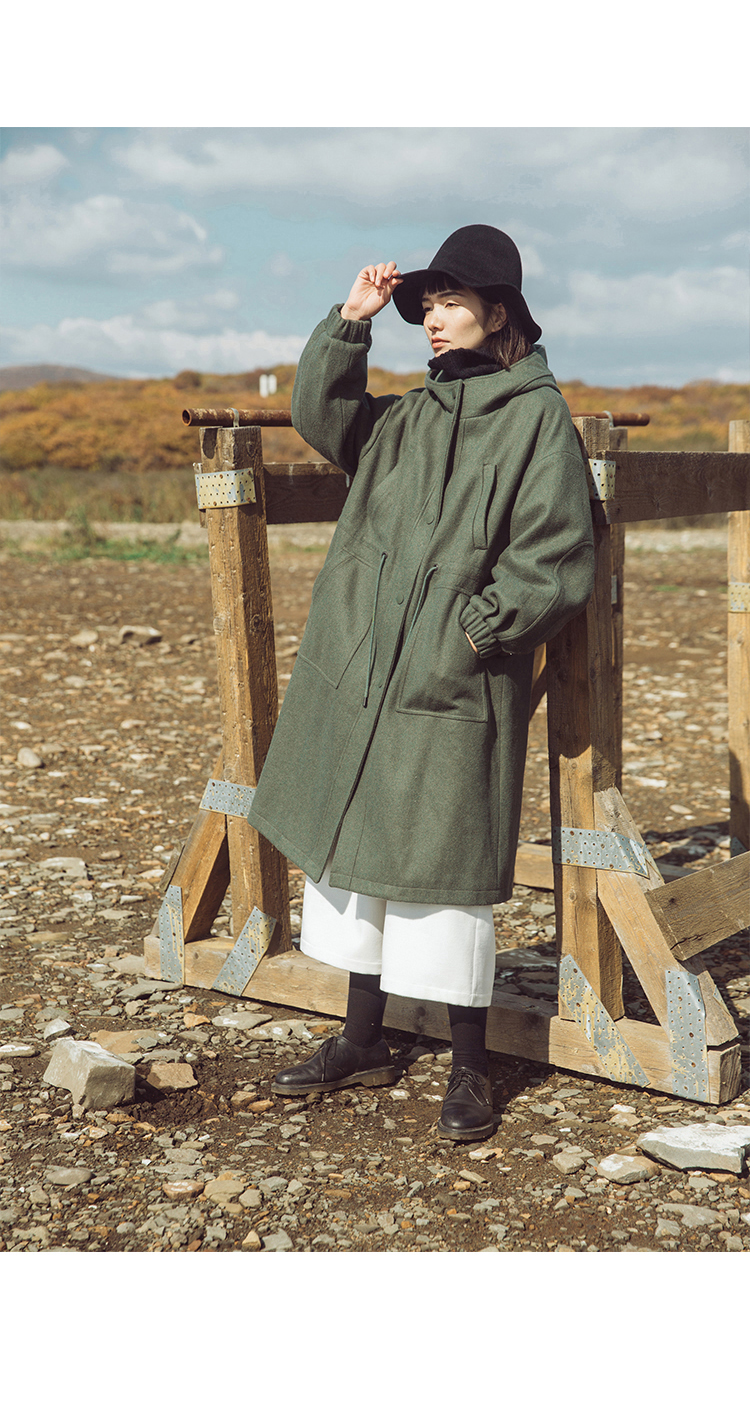 Deer và bay birds gốc retro trùm đầu dây kéo dài cộng với nhung áo len coat 1453 C áo mangto nữ