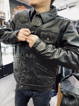 21422 Magic locomotive Harley men make old embroidered retro cow leather ride coat