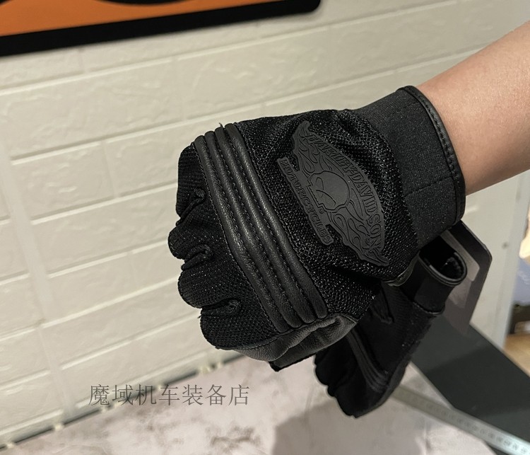 16518 Magic Harley Men's Skull Flame Fingerless Gloves Leather Imported from USA