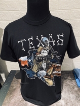 Spot XL19410 American Magic Domain Harley Men Black Skull Texas Series Short Sleeve T-Shirt