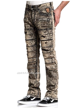 19508 Affliction Men Do Old Breaking Cave Fabric Denim Motorcycle Pants USA