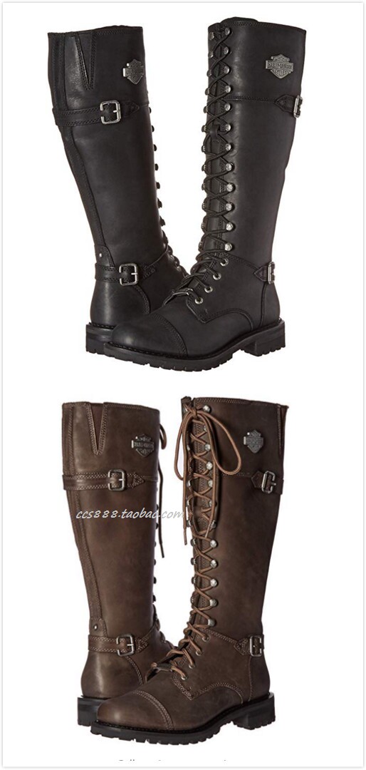 18807 Devil Harley Lady Shield Standard Two-color High-Drone Riding Shoes Riding Martin Boots USA Order