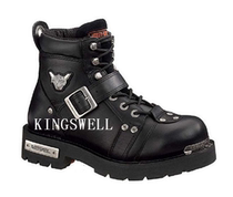 17119 Devil Harley Mens Knight Martin Boots Flame Shield Standard Short Boots US Purchase
