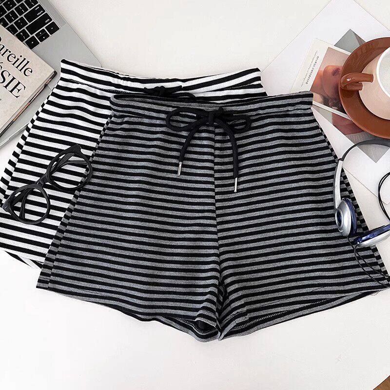 Clearance Sale~ Lazy Style Striped Shorts with Elastic High Waist, Slimming Home Casual Pants, Hip-Hugging Leggings, Hot Pants for Women