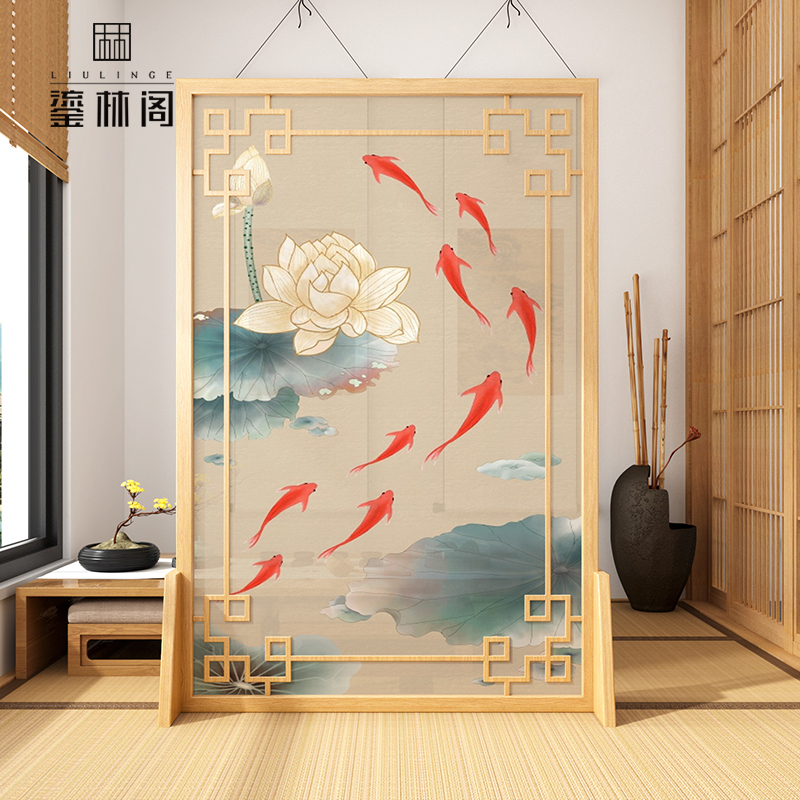 New Chinese screen partition living room in the Xuankun solid wood office hotel is a simple modern entrance door to block the home