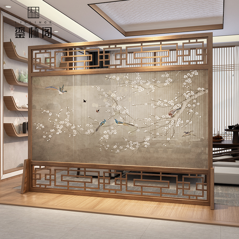 New Chinese Style Screen Partition Living Room Hotel Office Entrance Blocking Entrance Bedroom Home Solid Wood Hollow New Chinese Style Screen Partition Living Room Hotel Office Entrance Blocking Entrance Bedroom Home Solid Wood Hollow