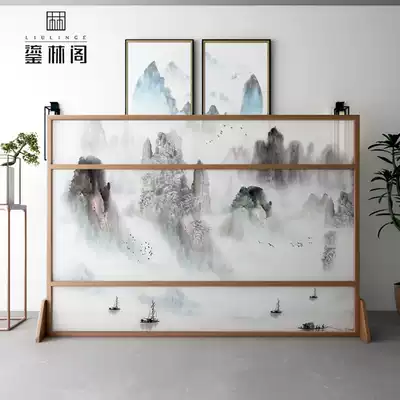 Screen partition Living room New Chinese style solid wood entrance door brake decoration landscape office tea room block seat screen