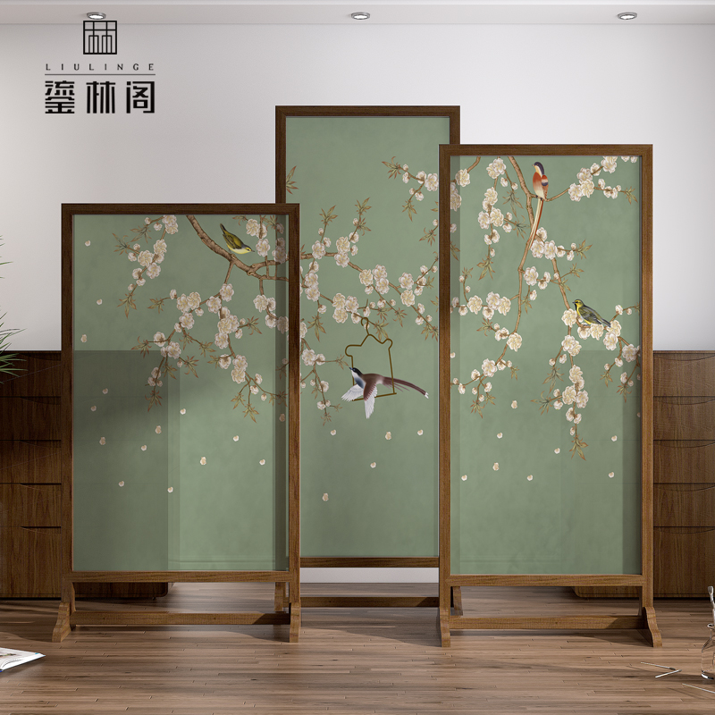 New Chinese Screen Partition Living Room Hotel Office Bedroom Entrance Door Sheltering Home Modern Minima Solid Wood Seat Screen-Taobao