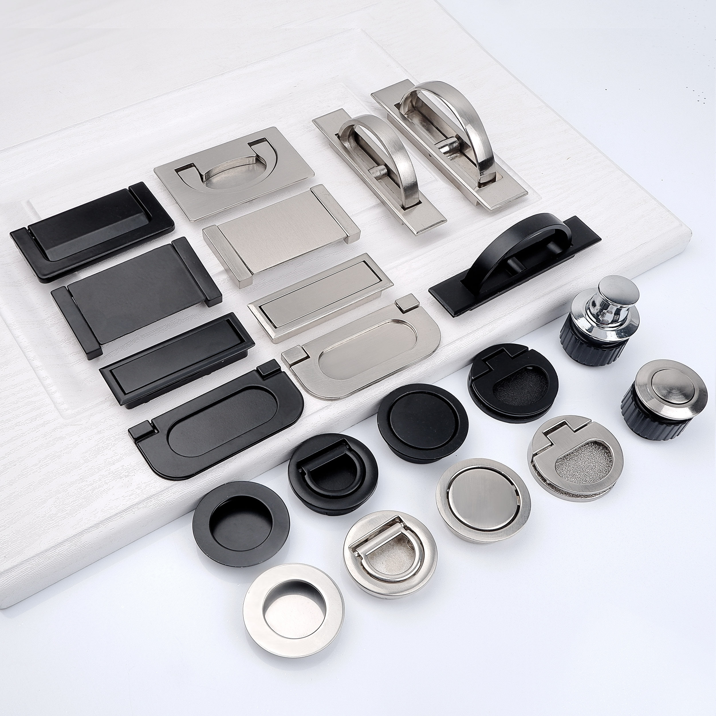 Tatami invisible handle modern minimalist drawer cabinet door concealed embedded round plain mounted handle pull ring