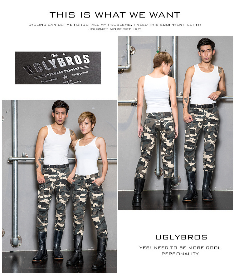 Uglybros cưỡi quần jean xe máy nam nữ bốn mùa ngụy trang chống ngụy trang Harley đua xe đầu máy Mob - Xe máy Rider thiết bị trợ lực đầu gối