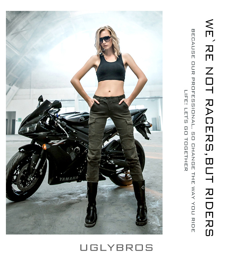 Uglybros đi xe máy quần jeans chống rơi quần đua Harley cao co giãn lỏng bốn mùa nam và nữ đồ bảo hộ - Xe máy Rider thiết bị đồ bó gối