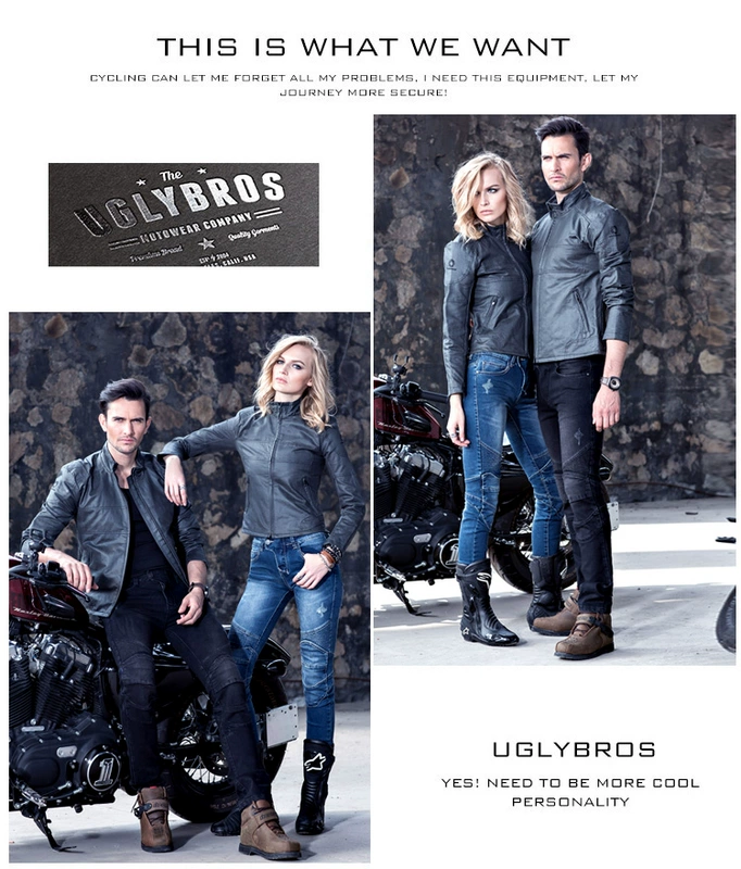 uglyBROS xe máy cưỡi quần jeans chống ngã Harley Slim quần thun cao cấp nam nữ bốn mùa với đồ bảo hộ - Xe máy Rider thiết bị bó gối aolikes