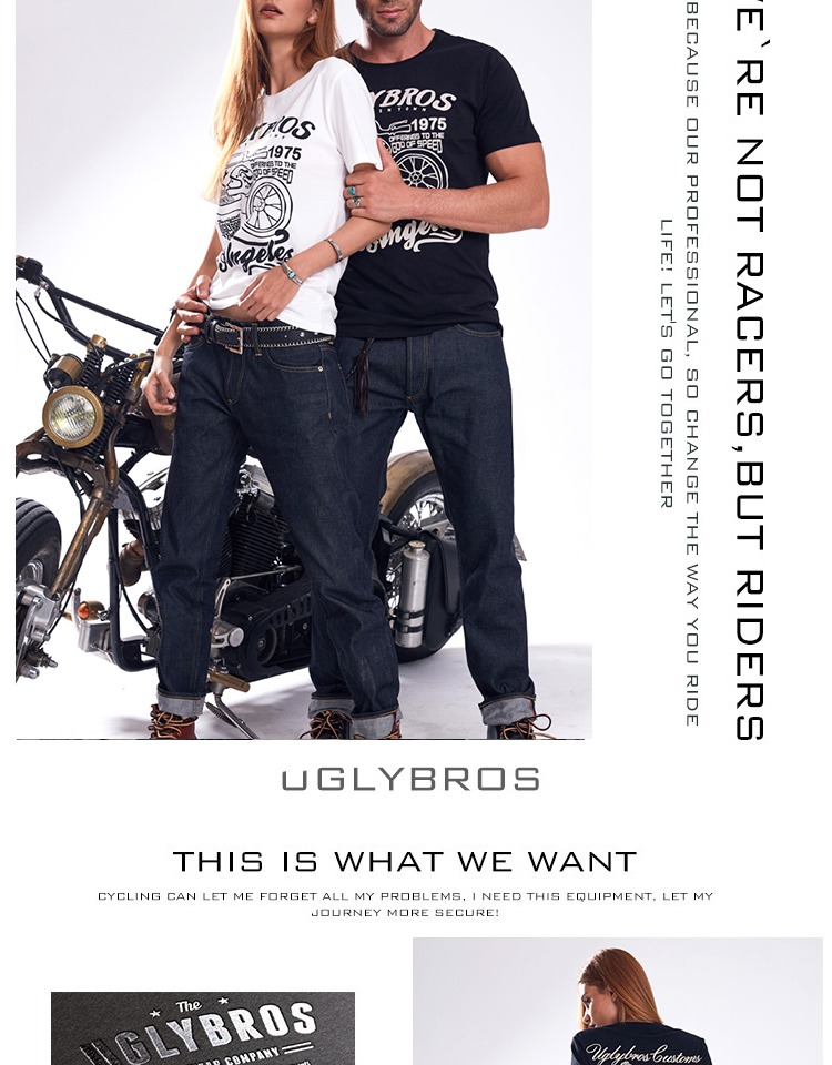 uglyBROS cưỡi áo thun ngắn tay nam và nữ đi xe máy phù hợp với người lái xe máy Harley thêu xe mùa hè - Xe máy Rider thiết bị băng đầu gối aolikes