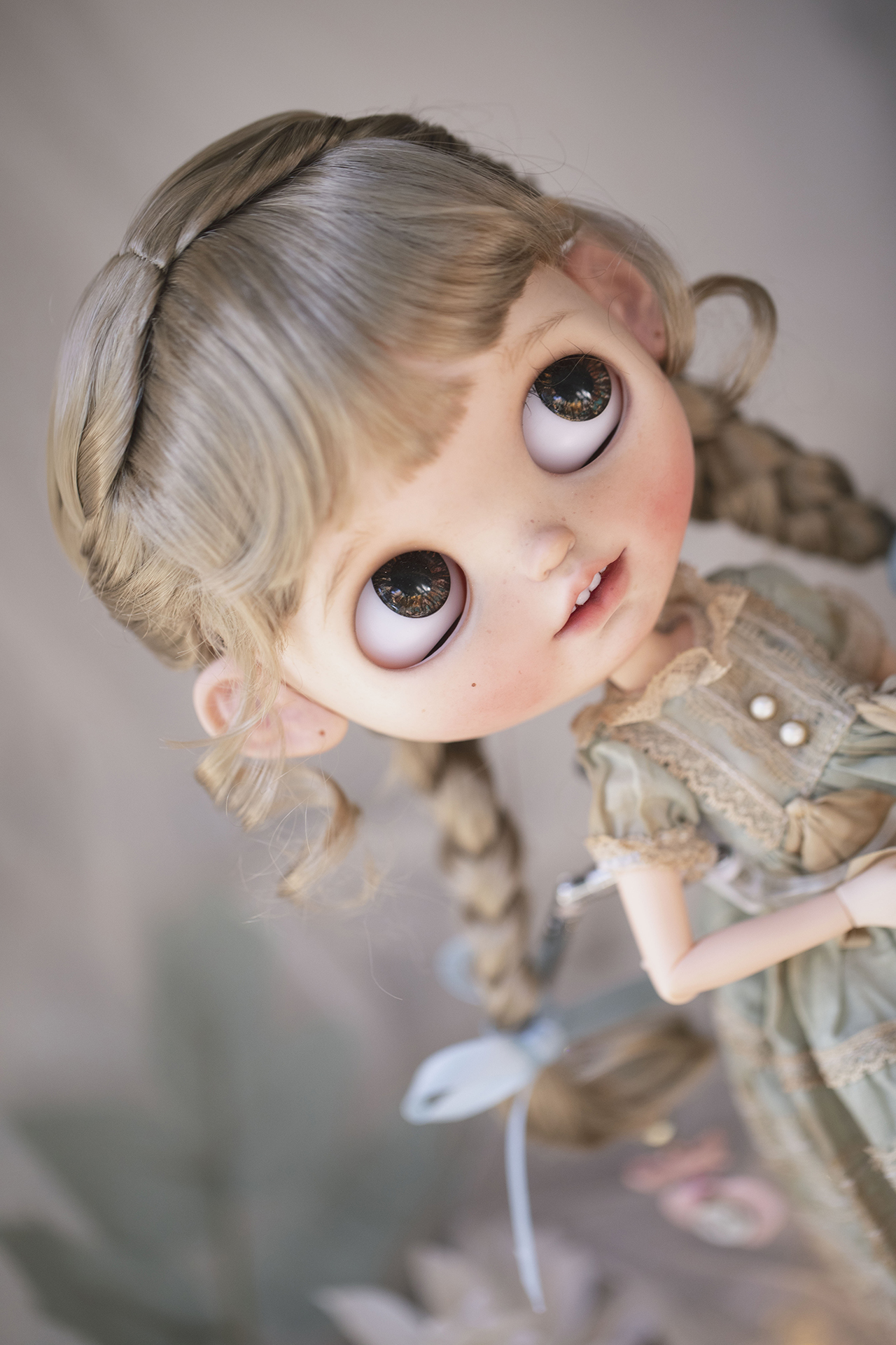 Braid hair) spot) Blythe small cloth wig detachable imitation horse sea with bow