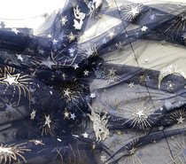 High End Sky Horse Row Air Blanching Gold Shiny Flow Light Transparent Net Gauze Material Stars Moon Wedding Dresses Fabric Fabrics