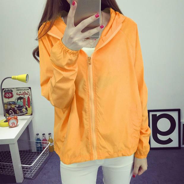 Mùa hè mới của phụ nữ Phiên bản Hàn Quốc của quần áo chống nắng học sinh lỏng lẻo kích thước lớn áo mỏng mỏng áo trùm đầu ngắn điều hòa không khí shop áo khoác nữ hàn quốc