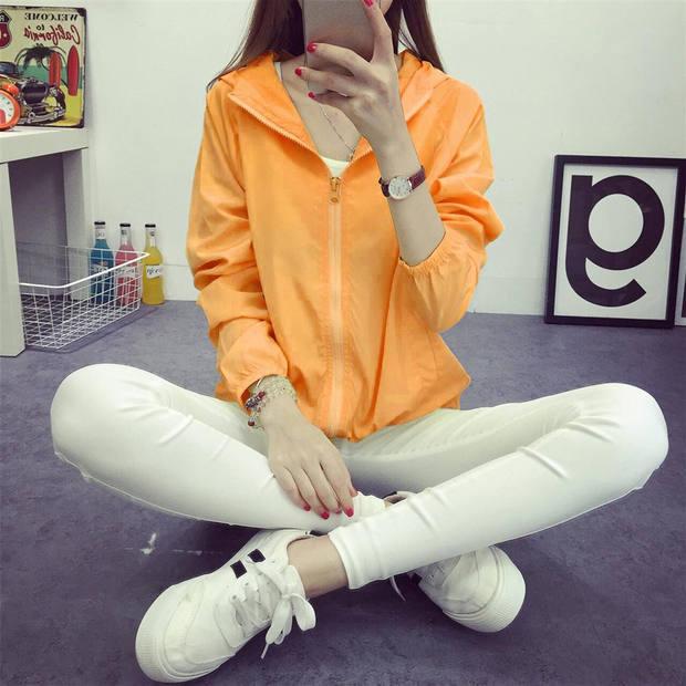 Mùa hè mới của phụ nữ Phiên bản Hàn Quốc của quần áo chống nắng học sinh lỏng lẻo kích thước lớn áo mỏng mỏng áo trùm đầu ngắn điều hòa không khí shop áo khoác nữ hàn quốc