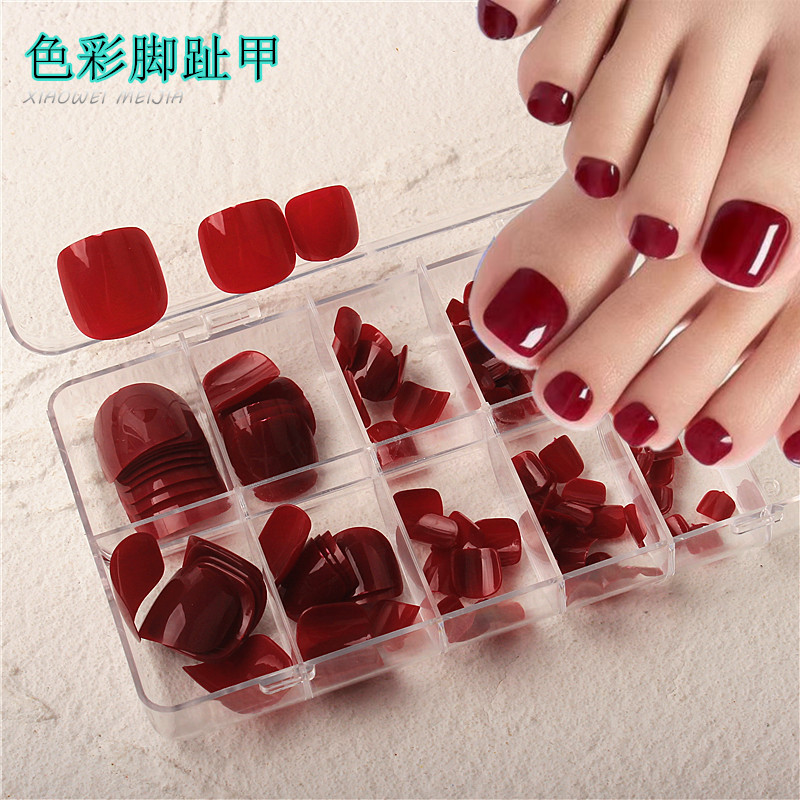 Candy-Colored Brightening Nail Patches, Fake Toenails, Wearable Nail Tips, Finished Toenail Pieces, 100 Pieces in a Box