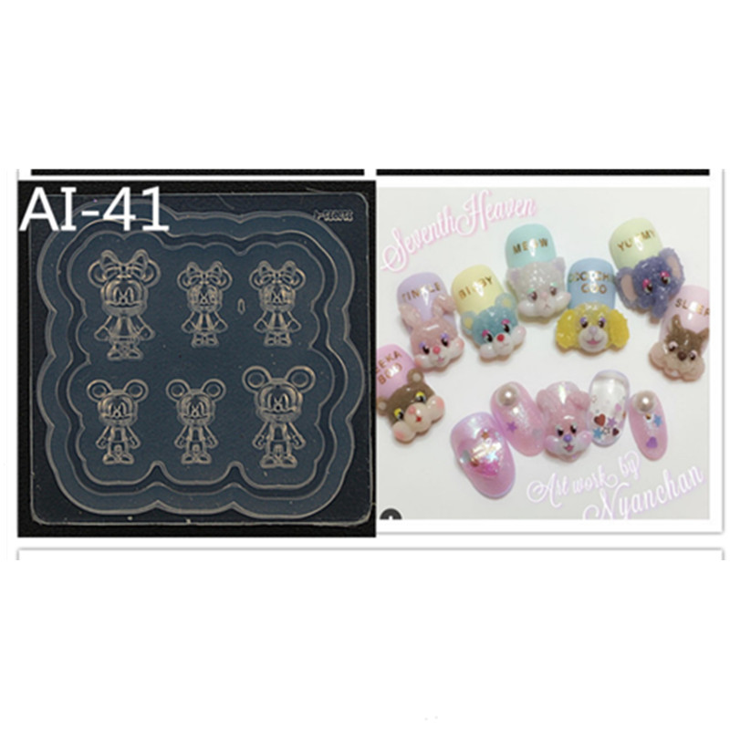 Ai-41 Mickey Mousenew pattern manicure Carving mould Cartoon Mickey head Mickey Mouse Bear nail decorate Soft candy silica gel Abrasives love
