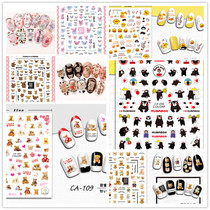 Nail jewelry 3D adhesive sticker bear Japanese little black teddy bear Mickey Mouse little yellow duck phototherapy nail decal