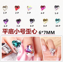 10 manicure ornaments small crooked flat bottom shaped Diamond Love Crystal Mahos diamond nail rhinestone DIY