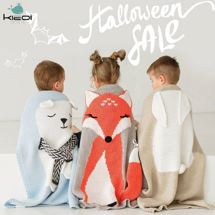 Three-dimensional animal blanket children's knitted blanket pad baby baby blanket air conditioner cloak spring and autumn four seasons to go out