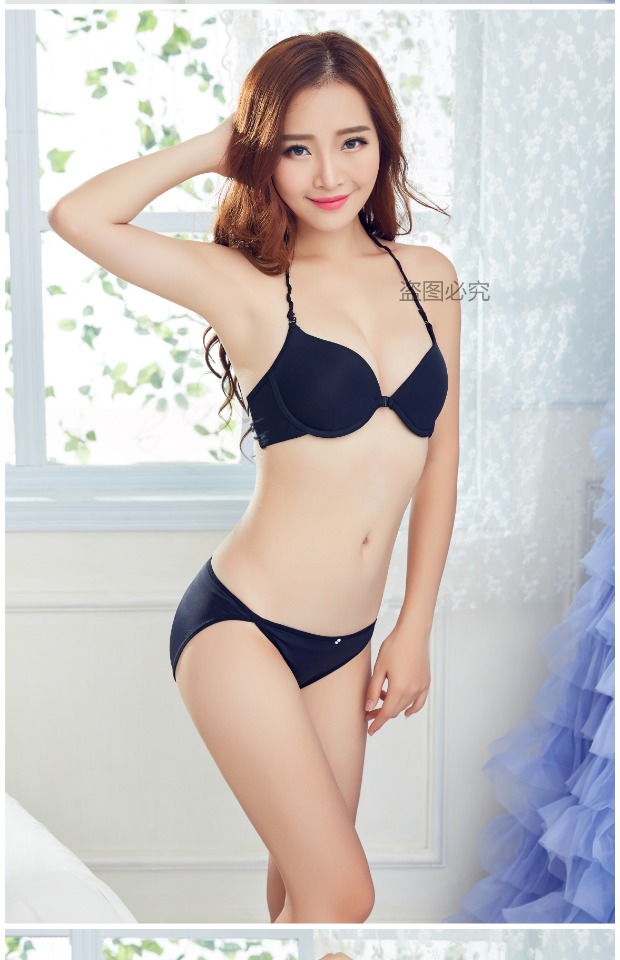 Vẻ đẹp gợi cảm treo cổ phía trước khóa áo ngực ngực nhỏ tập hợp đồ lót cô gái không có dấu vết mỏng thoải mái áo ngực backless đồ lót nữ cao cấp