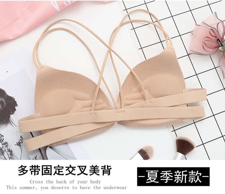 Không có vành phía trước khóa đẹp làm mới đồ lót trở lại Dây đeo chéo gợi cảm áo ngực liền mạch tụ tập trên áo ngực áo ko gọng