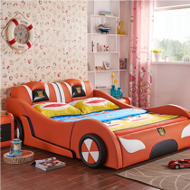 Childrens bed Boy car bed leather bed Cartoon sports car 1 5 with fence 1 2 meters girl child bed send mattress
