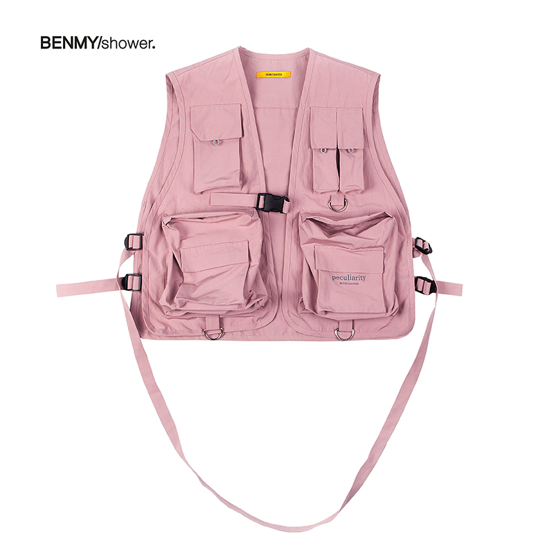 benmyshower national tide multi-pocket tooling vest outer wear tide brand military tactical vest jacket couple wear