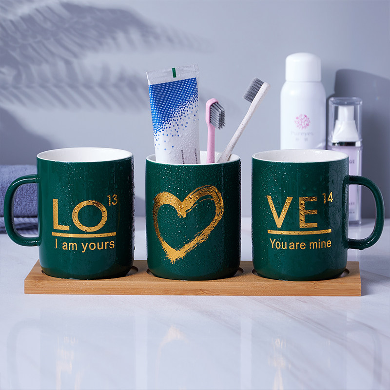 Washing cup set home mouthwash cup ceramic Nordic light luxury creative personality tooth cylinder men and women couple toothbrush cup