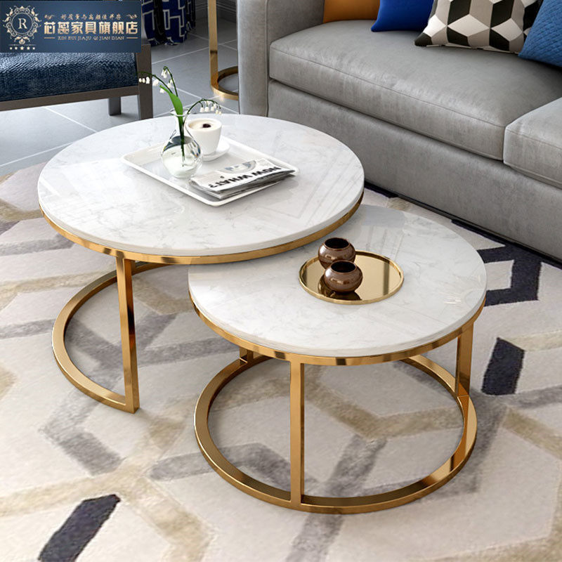 Coffee table light luxury modern minimalist small apartment coffee table table minimalist living room creative home round slate coffee table flower table
