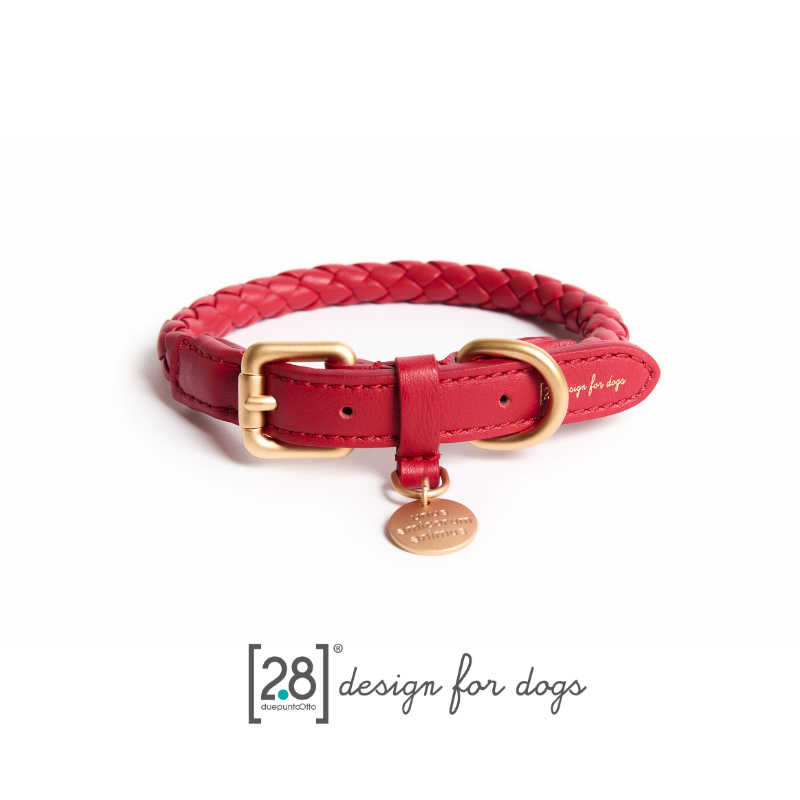 Leather knitting collar 2 8 Italian Ferdinando pet dog travel hand-made Petisan