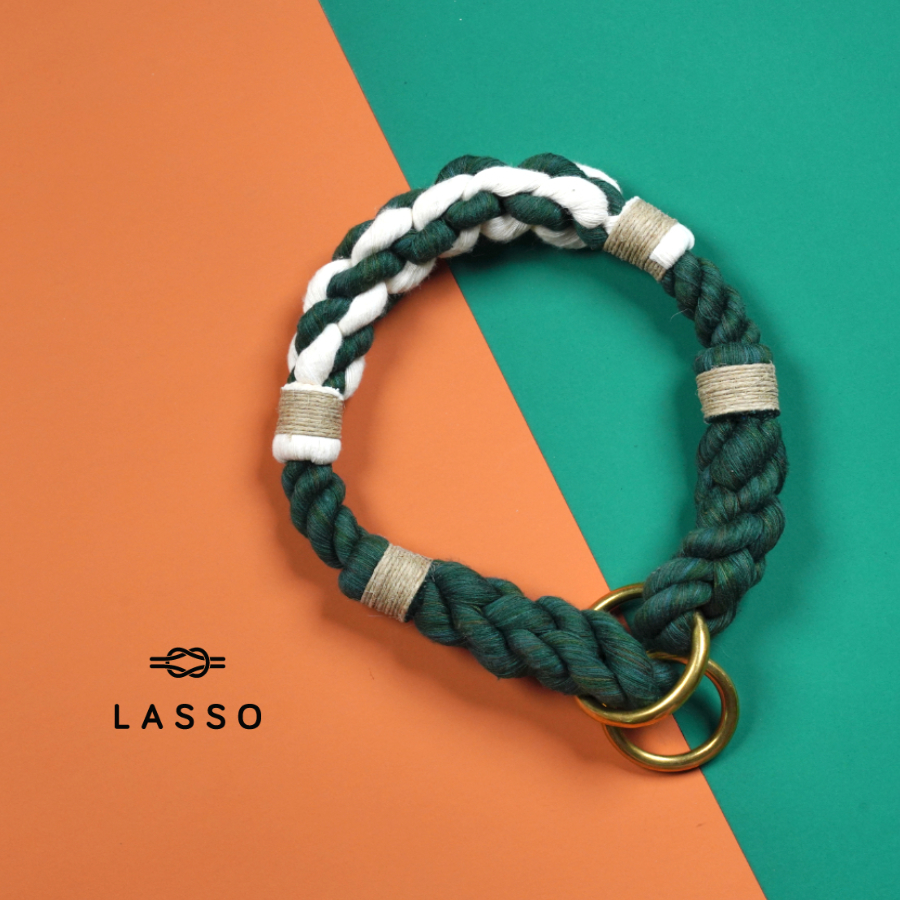 American imported Lasso green hand-woven INS pet dog collar traction can be shoulder training fashion P rope
