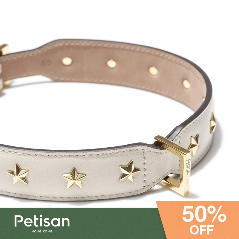 Break Code Promotion] Insert Stars Series items Circle Italy Frida Firenze Artisanal Cow Leather Pet Dog Collar