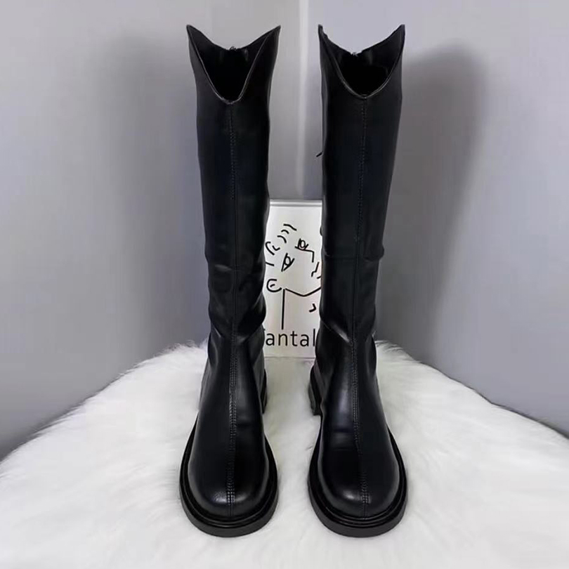 Leather tall knight boots women's autumn and winter 2022 new look thin but knee-high boots Martin boots women's thin boots