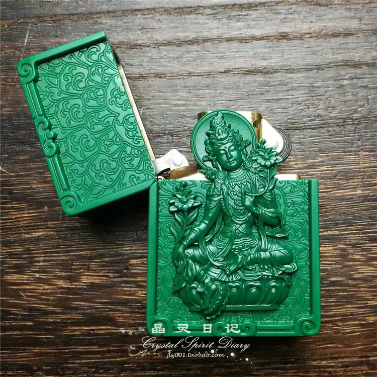 Large lacquer lacquered sculptures lacquered with red and green degrees Mother zippo liner lighter high-end private custom
