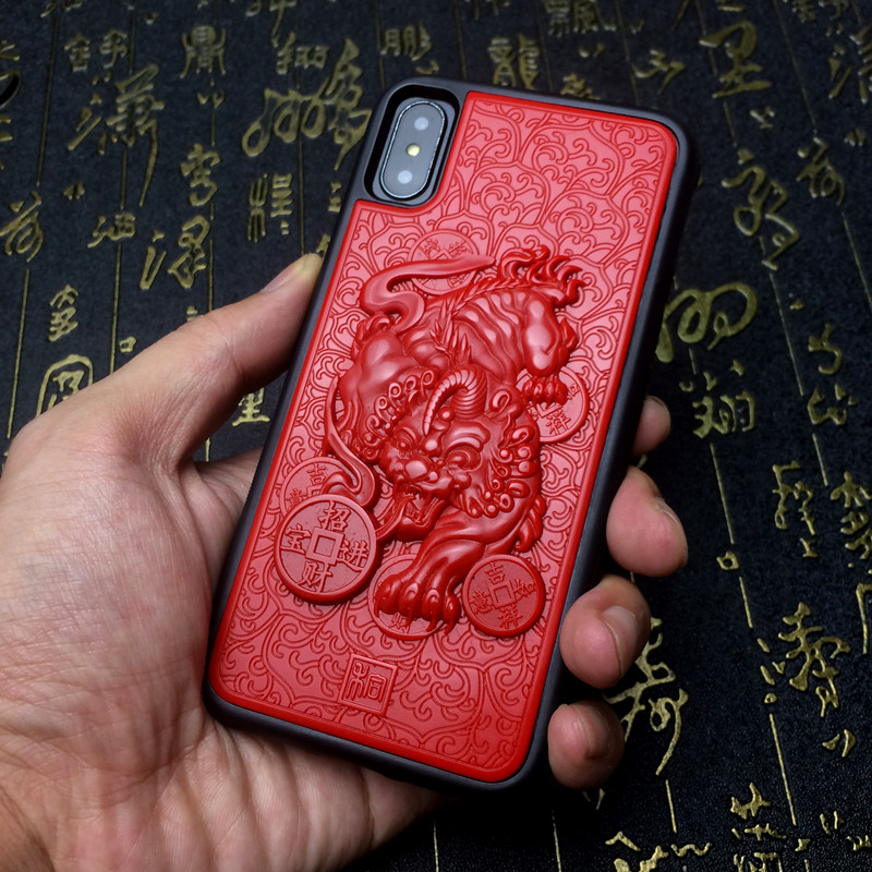 Large lacquer lacquered sculptures Lacquer Tricks LACQUERWARE MOBILE PHONE PROTECTIVE SHELL iPhone6 7 8Plus 11 12ProMAX