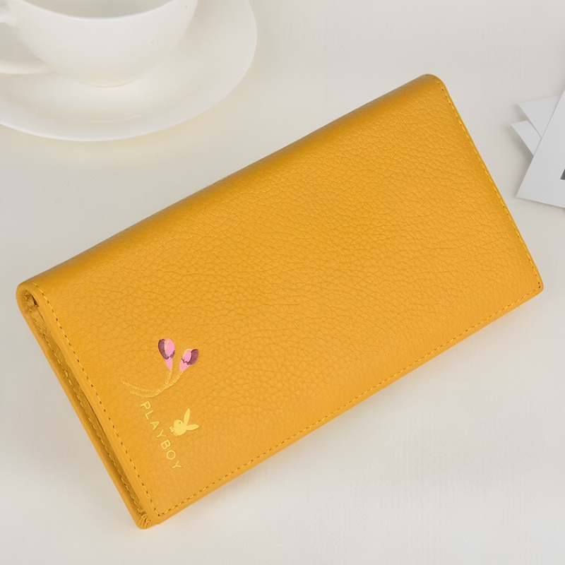 New Women's Wallet 2026 Genuine Leather Long Wallet Yellow Color Ultra-Thin Multi-Card Slot Storage Large Capacity Wealth-Attracting Wallet