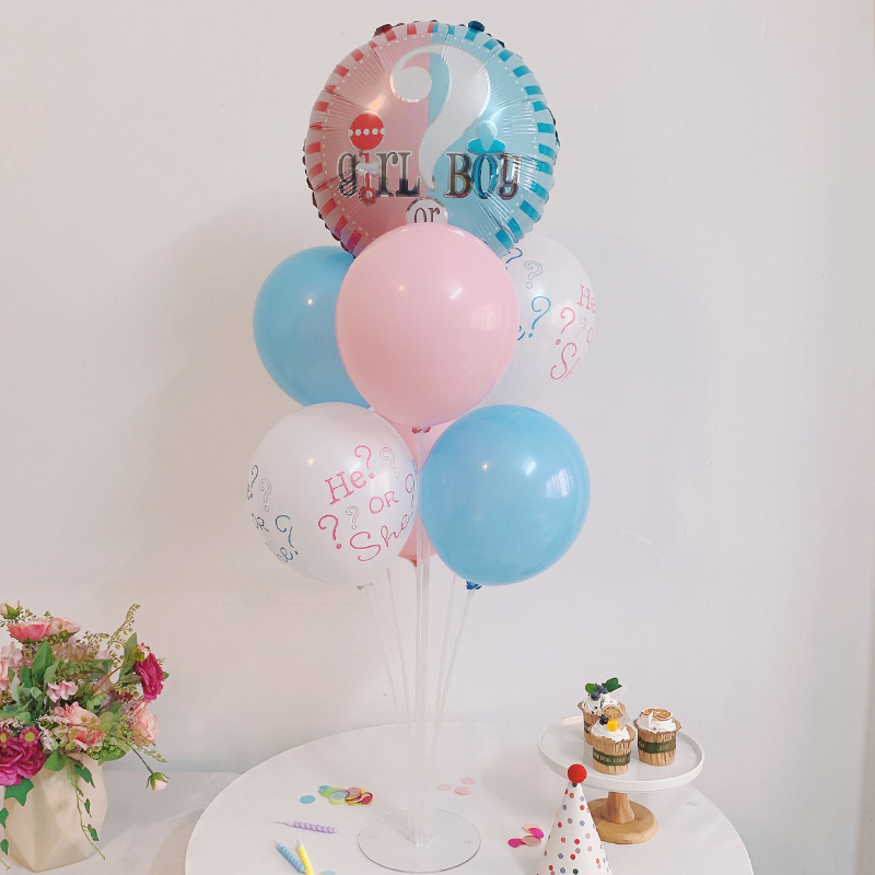 Gender reveals the gender review baby party balloon table floating bracket boy or girl aluminum foil cartoon